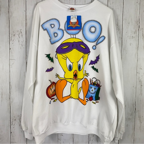 Vintage Looney Tunes Womens Sweatshirt Size XXL 18/20 Tweety Halloween White ‘97 - Picture 2 of 12